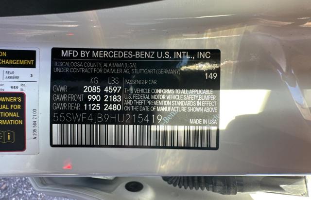 55SWF4JB9HU215419 - 2017 MERCEDES-BENZ C 300 WHITE photo 10