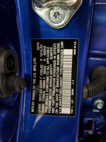 SHHFK7H8XLU403477 - 2020 HONDA CIVIC EXL BLUE photo 13