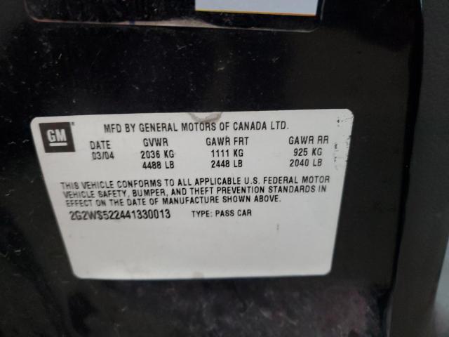 2G2WS522441330013 - 2004 PONTIAC GRAND PRIX GT2 BLACK photo 12