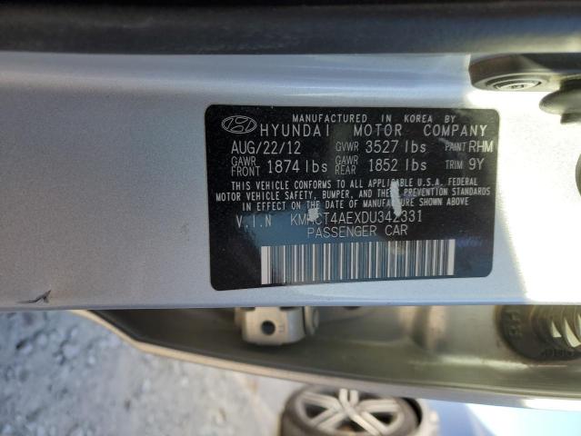 KMHCT4AEXDU342331 - 2013 HYUNDAI ACCENT GLS GRAY photo 12