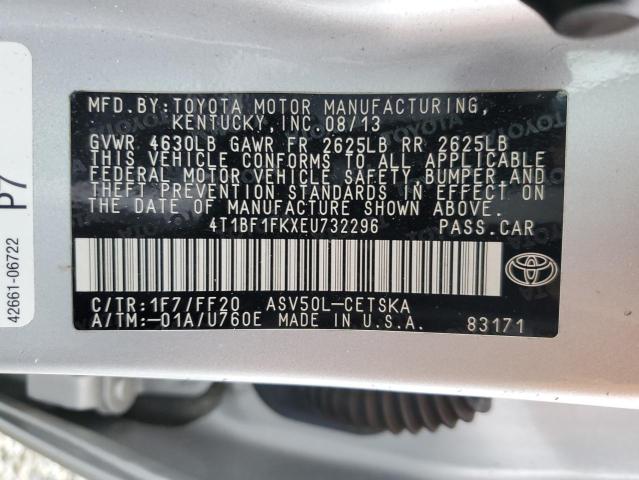 4T1BF1FKXEU732296 - 2014 TOYOTA CAMRY L WHITE photo 12