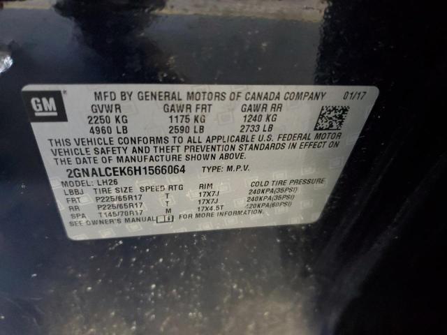 2GNALCEK6H1566064 - 2017 CHEVROLET EQUINOX LT CHARCOAL photo 13