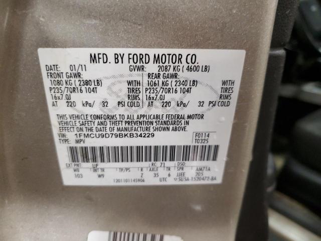 1FMCU9D79BKB34229 - 2011 FORD ESCAPE XLT GOLD photo 12