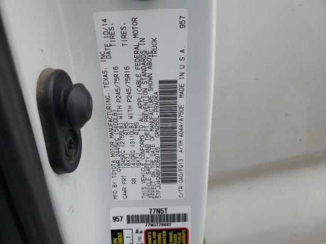 5TFJU4GN6FX069745 - 2015 TOYOTA TACOMA DOUBLE CAB PRERUNNER WHITE photo 12