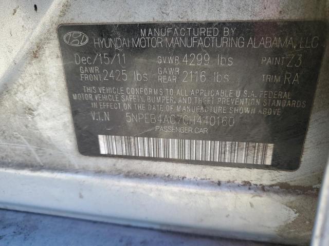 5NPEB4AC7CH440160 - 2012 HYUNDAI SONATA GLS SILVER photo 12