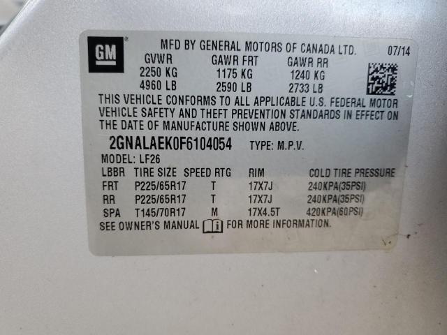 2GNALAEK0F6104054 - 2015 CHEVROLET EQUINOX LS SILVER photo 12