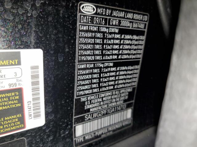 SALWG2PF1GA114713 - 2016 LAND ROVER RANGE ROVE SE BLACK photo 13