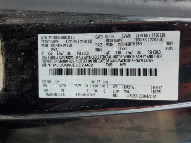 1FMCU0G90EUD23482 - 2014 FORD ESCAPE SE BLACK photo 12