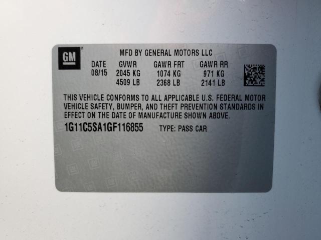 1G11C5SA1GF116855 - 2016 CHEVROLET MALIBU LIM LT 白色 照片 12