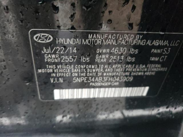 5NPE34AB3FH043909 - 2015 HYUNDAI SONATA SPORT BLACK photo 12