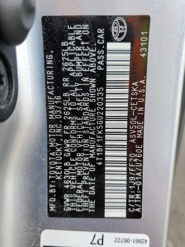 4T1BF1FK5GU220335 - 2016 TOYOTA CAMRY LE SILVER photo 13