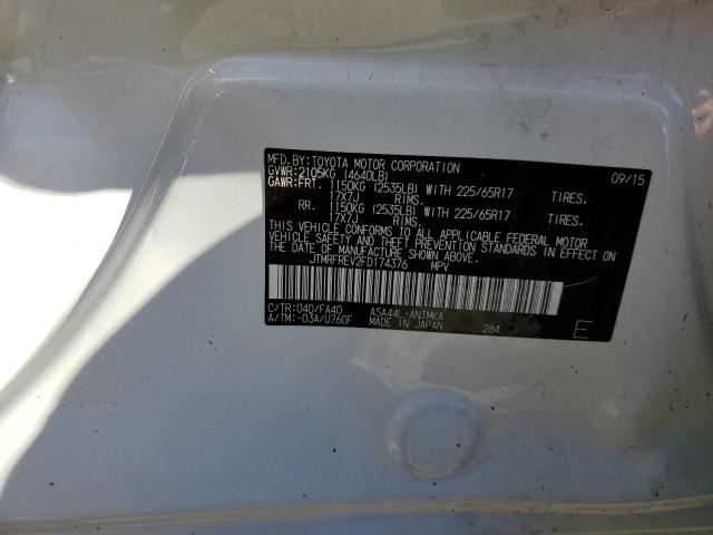 JTMRFREV2FD174376 - 2015 TOYOTA RAV4 XLE WHITE photo 12