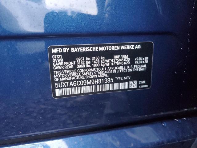 5UXTA6C09M9H81385 - 2021 BMW X5 XDRIVE45E BLUE photo 13