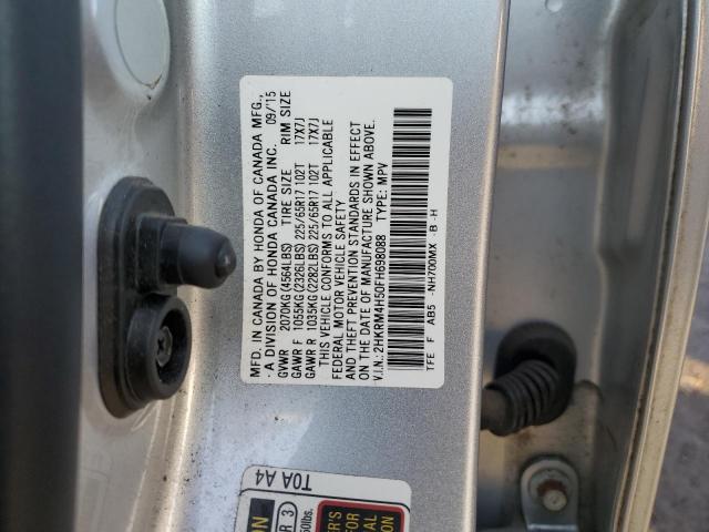 2HKRM4H50FH698088 - 2015 HONDA CR-V EX SILVER photo 13