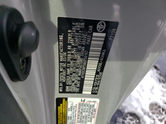 4T1CE38P56U750167 - 2006 TOYOTA CAMRY SOLA SE SILVER photo 12