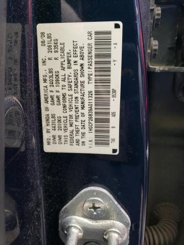 1HGCP26839A011326 - 2009 HONDA ACCORD EXL BLUE photo 12