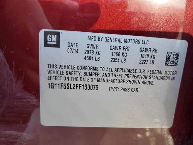 1G11F5SL2FF130075 - 2015 CHEVROLET MALIBU LTZ Qırmızı foto 12