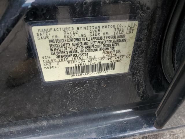 3N1AB6AP1CL752734 - 2012 NISSAN SENTRA 2.0 BLACK photo 12