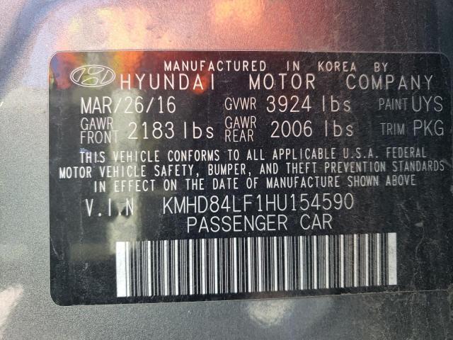 KMHD84LF1HU154590 - 2017 HYUNDAI ELANTRA SE GRAY photo 12