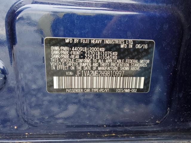 JF1VA2M62H9810997 - 2017 SUBARU WRX STI BLUE photo 12