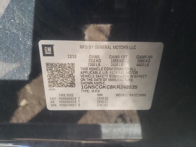 1GNSCGKC8KR248535 - 2019 CHEVROLET SUBURBAN C1500  LS BLACK photo 13