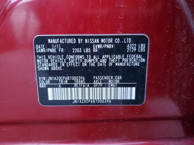 JN1AZ0CP6BT000396 - 2011 NISSAN LEAF SV RED photo 12