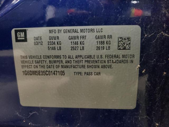 1G6DM5E35C0147105 - 2012 CADILLAC CTS PERFORMANCE COLLECTION BLUE photo 13