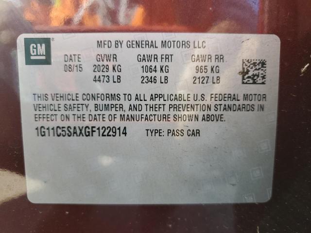 1G11C5SAXGF122914 - 2016 CHEVROLET MALIBU LIM BURGUNDY photo 12