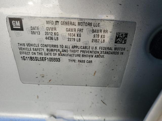 1G11B5SL6EF105593 - 2014 CHEVROLET MALIBU LS SILVER photo 12