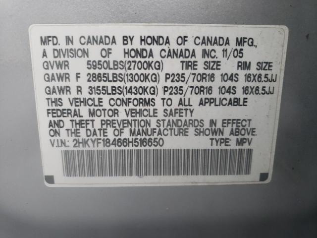 2HKYF18466H516650 - 2006 HONDA PILOT EX SILVER photo 13