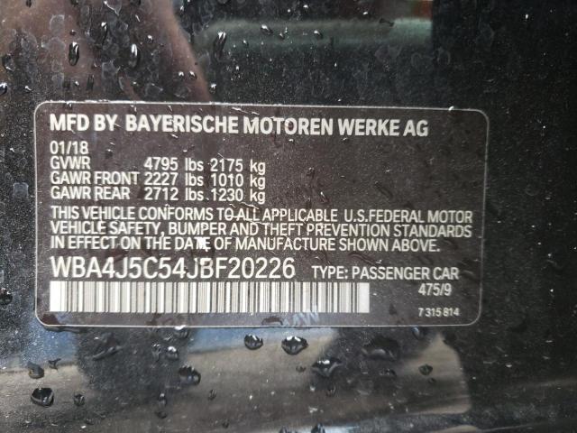 WBA4J5C54JBF20226 - 2018 BMW 440I GRAN COUPE BLACK photo 12