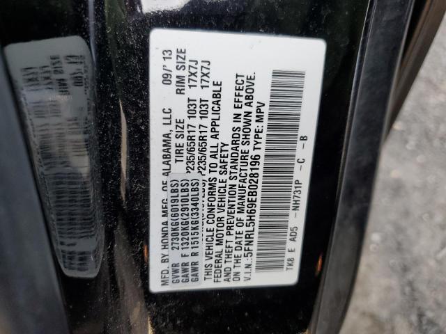 5FNRL5H69EB028196 - 2014 HONDA ODYSSEY EXL BLACK photo 13