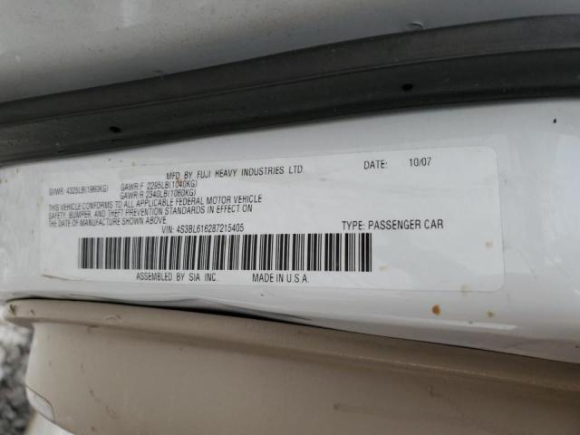 4S3BL616287215405 - 2008 SUBARU LEGACY 2.5I WHITE photo 13