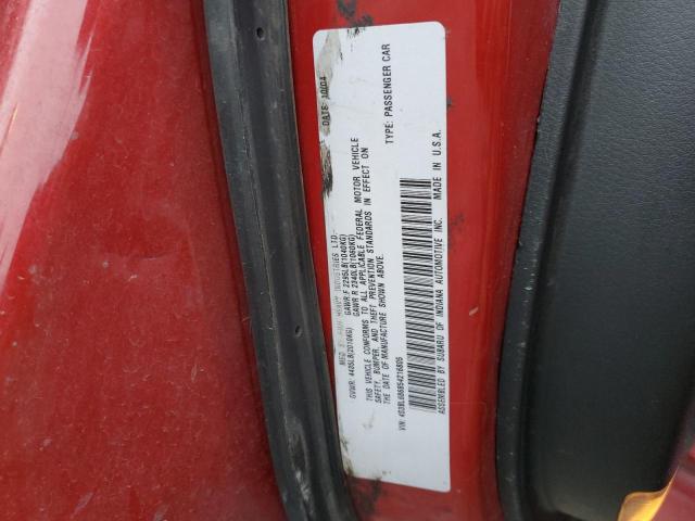 4S3BL686854216805 - 2005 SUBARU LEGACY GT RED photo 12