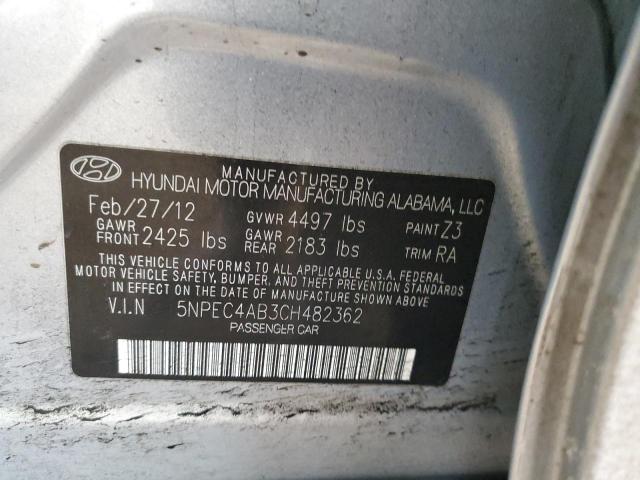 5NPEC4AB3CH482362 - 2012 HYUNDAI SONATA SE BLUE photo 12