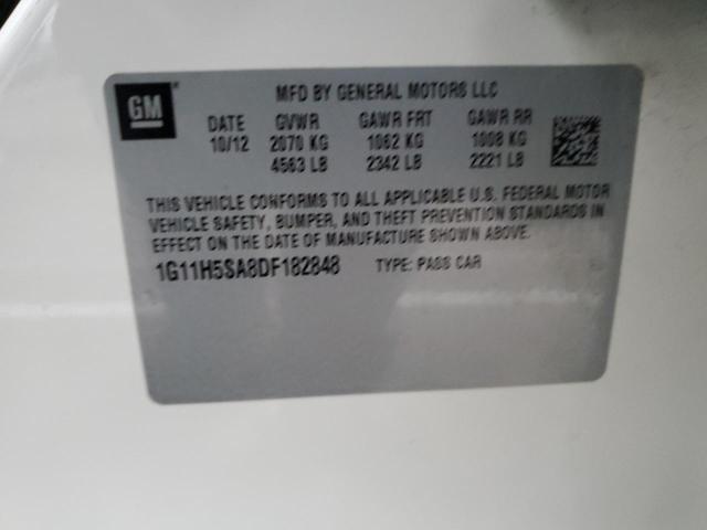 1G11H5SA8DF182848 - 2013 CHEVROLET MALIBU LTZ თეთრი ფოტო 12