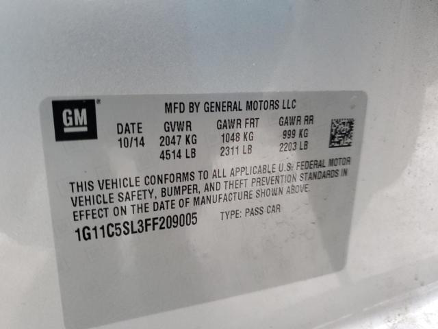 1G11C5SL3FF209005 - 2015 CHEVROLET MALIBU 1LT 银色 照片 12