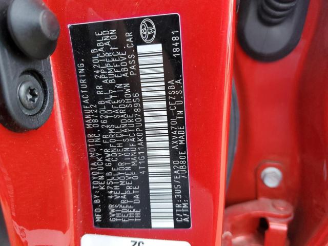 4T1G11AK0PU078956 - 2023 TOYOTA CAMRY SE NIGHT SHADE RED photo 12