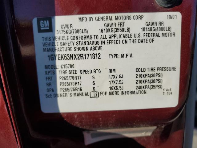 1GYEK63NX2R171812 - 2002 CADILLAC ESCALADE LUXURY RED photo 13