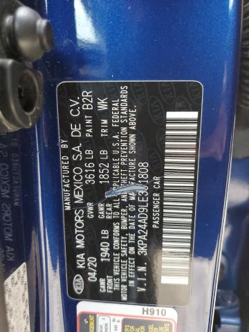 3KPA24AD9LE331808 - 2020 KIA RIO LX BLUE photo 12