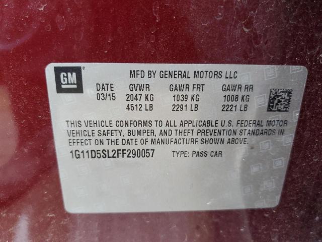 1G11D5SL2FF290057 - 2015 CHEVROLET MALIBU 2LT BURGUNDY photo 12