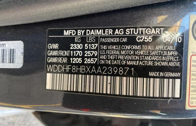 WDDHF8HBXAA23987 - 2010 MERCEDES-BENZ E 350 4MATIC UNKNOWN - NOT OK FOR INV. photo 10