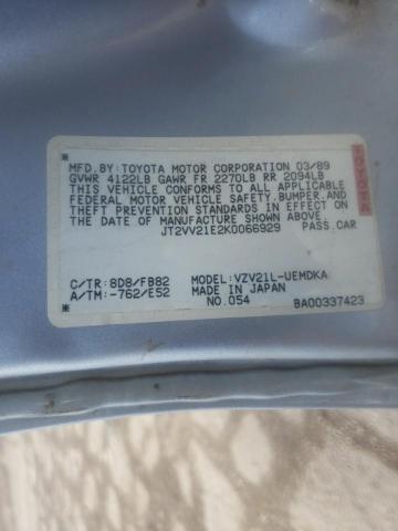 JT2VV21E2K0066929 - 1989 TOYOTA CAMRY DLX 蓝色 照片 12