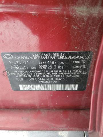 5NPE34AF6FH010485 - 2015 HYUNDAI SONATA SPORT RED photo 12