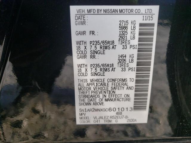 5N1AR2MNXGC601013 - 2016 NISSAN PATHFINDER S 黑色 照片 14