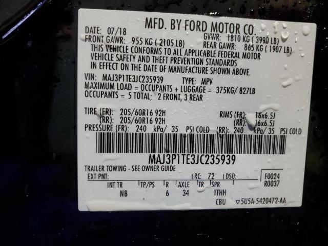 MAJ3P1TE3JC235939 - 2018 FORD ECOSPORT SE BLACK photo 14