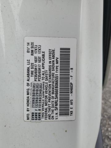 5FNRL5H66EB066551 - 2014 HONDA ODYSSEY EXL WHITE photo 12