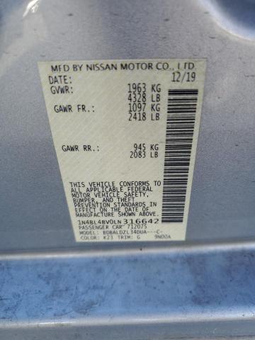 1N4BL4BV0LN316642 - 2020 NISSAN ALTIMA S SILVER photo 13