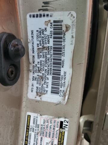 1NXBR32E34Z327799 - 2004 TOYOTA COROLLA CE GOLD photo 12