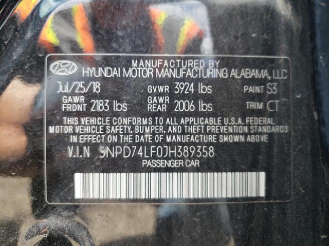 5NPD74LF0JH389358 - 2018 HYUNDAI ELANTRA SE BLACK photo 10